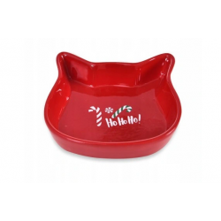 BARRY KING Miska ceramiczna dla kota, Ho Ho Ho!, czerwona 13,6,13,6x3cm [BK-16601]