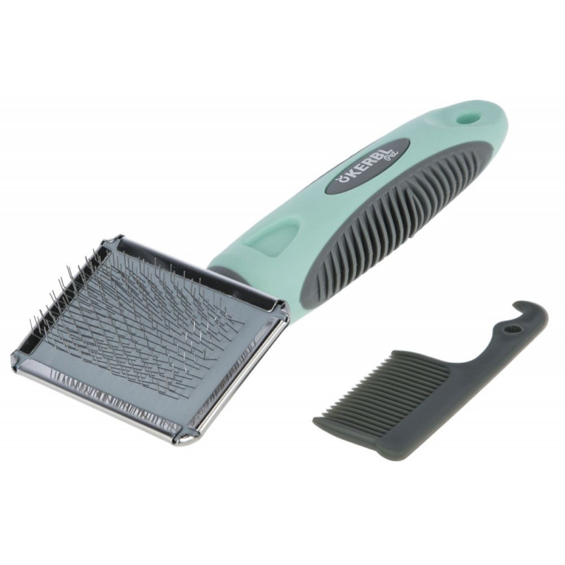 KERBL Szczotka dla psa z miękkimi delikatnymi ząbkami i z grzebieniem w zestawie 16x6cm [80057]
