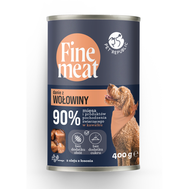 FINEMEAT Karma dla psa, kawałki wołowiny w sosie 400g [FM001 P]