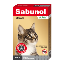 SABUNOL obroża szara przeciw pchłom dla kotów 35 cm