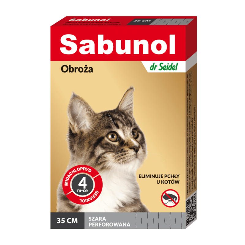 SABUNOL obroża szara przeciw pchłom dla kotów 35 cm