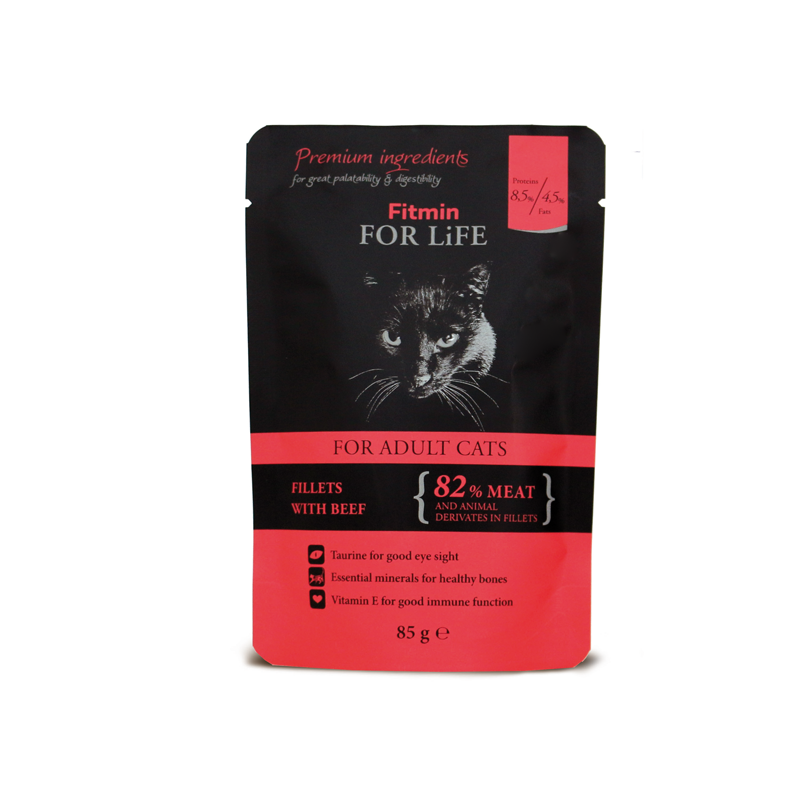 FITMIN cat For Life pouch adult beef 85g