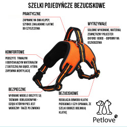 PETLOVE Szelki odblaskowe z taśmą dla psa S pomarańczowe [SZELODBZSOR]